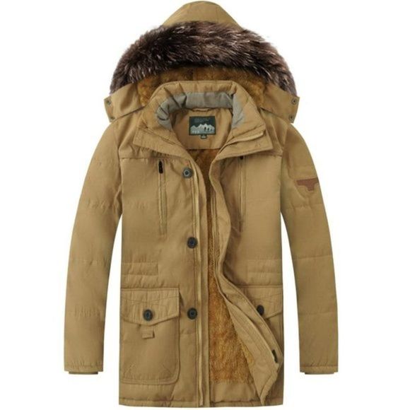 Jackets & Coats Mens Winter Coat Fur Lined Warm Khaki Poshmark